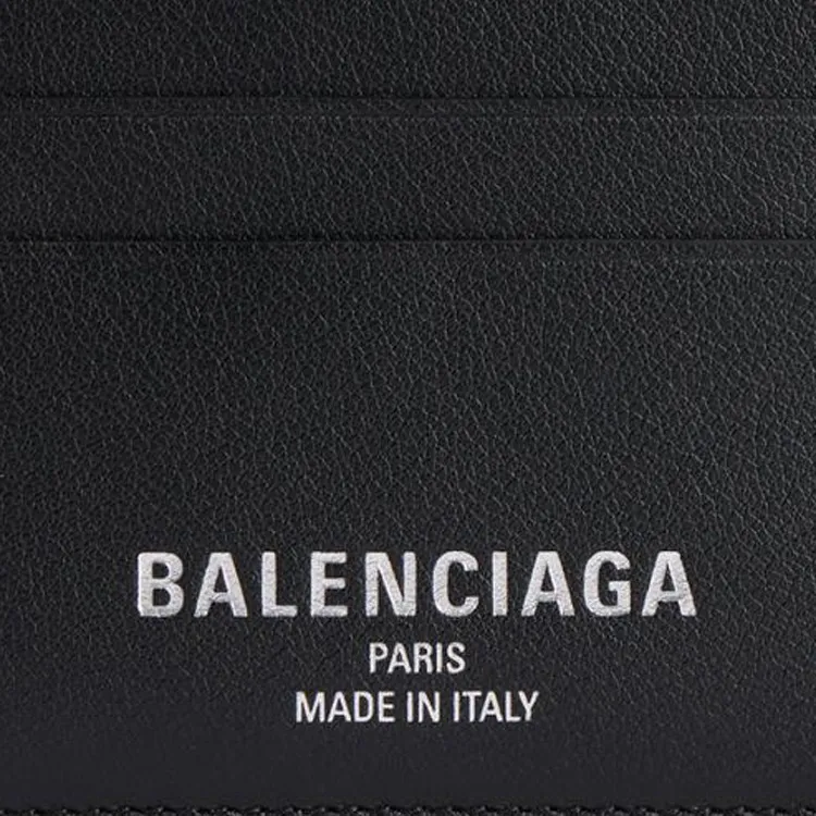 Balenciaga Smooth Cow Leather Card Clip Card Holder Regular Men's Black-3