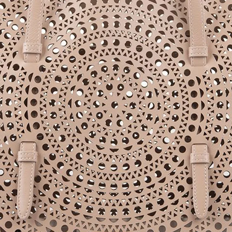 Alaia Calfskin Tote Bag, Shopping Bag, Shoulder Bag, Handbag Medium Size Women's Beige-4