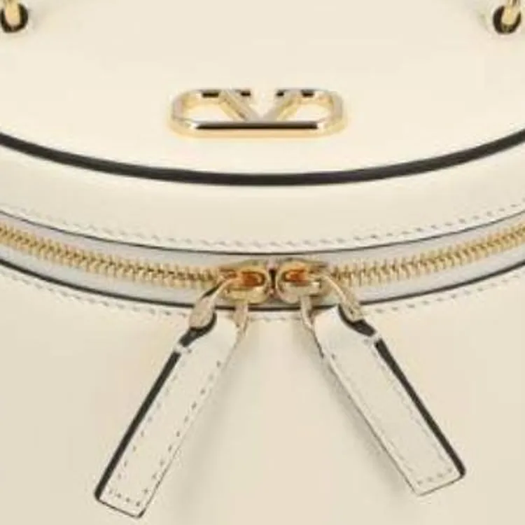 Valentino Calfskin Jewelry Box Makeup Bag Mini Women's White-4