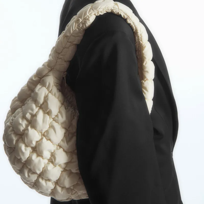 COS Polyester Cloud Bag, One Shoulder Handbag Mini Women's White-4