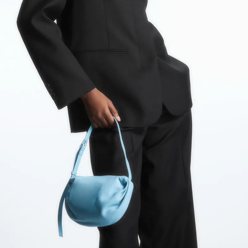 COS Leather Handbag, Shoulder Bag Women's Light Blue-3