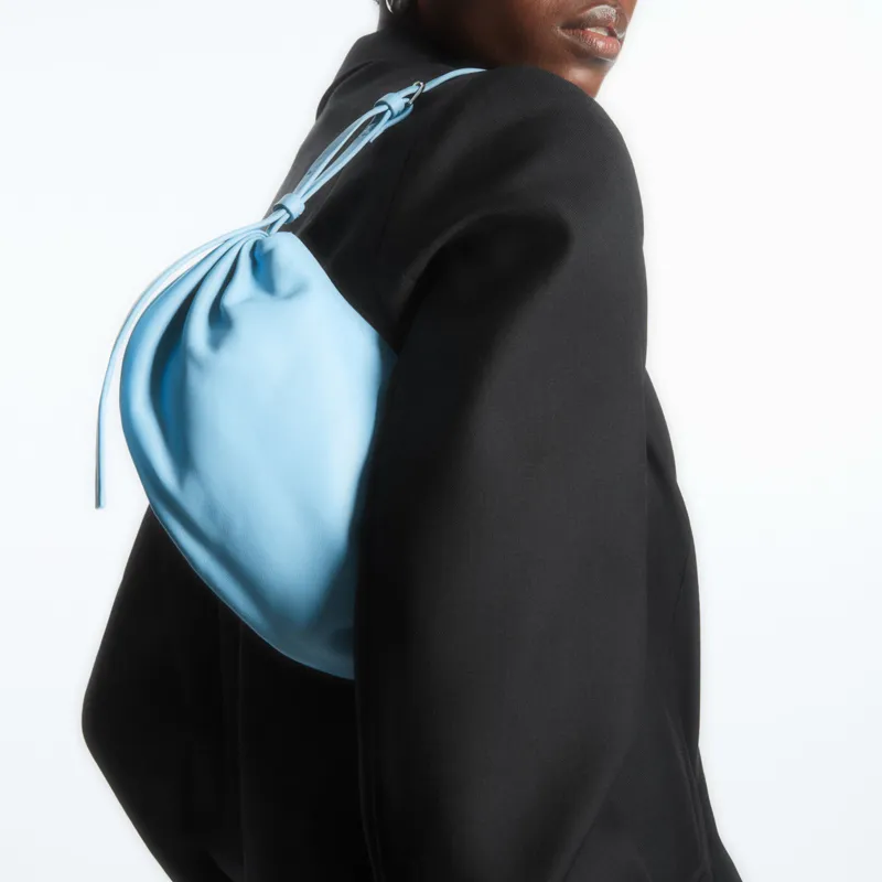 COS Leather Handbag, Shoulder Bag Women's Light Blue-2