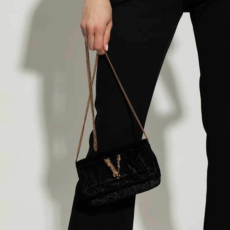 FANSIZHE Virtus Velour Crossbody Bag Shoulder Bag Women's Black-4