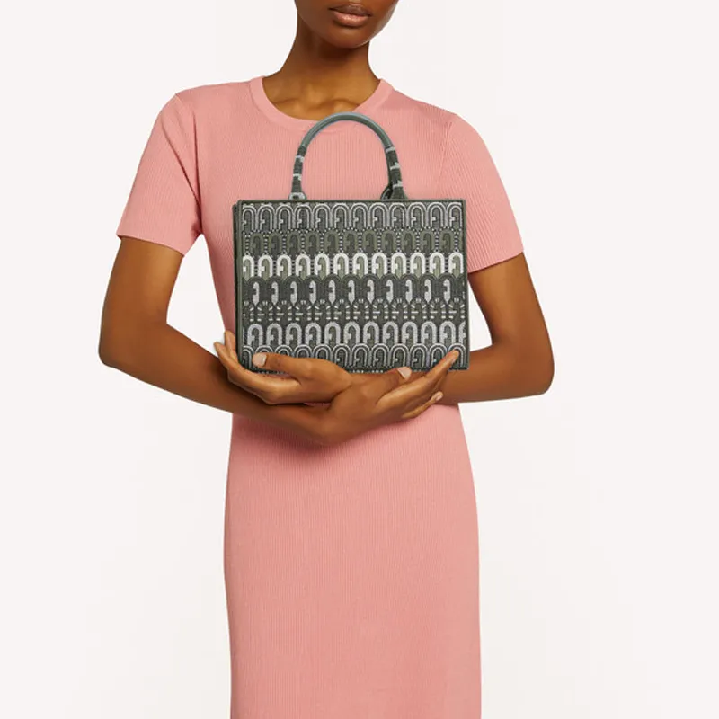 Furla Opportunity Fabric Tote Bag Shopping Bag Shoulder Bag Crossbody Bag Handbag Small Size Women's Cactus Green-4