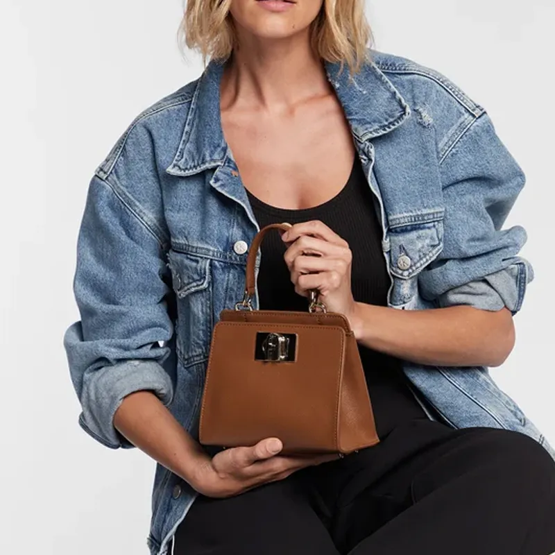 Furla 1927 Collection Leather Shoulder Bag, Crossbody Bag, Handbag Regular Women's Brown-4