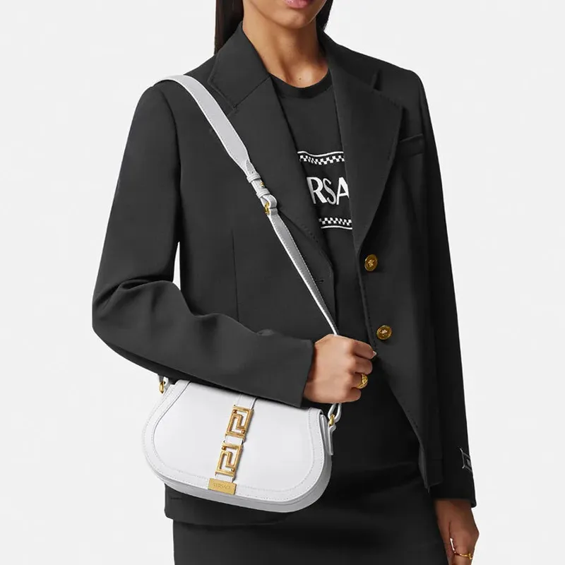 VERSACE Greca Goddess Cow Leather Portable Crossbody Bag Shoulder Bag Women's White-3