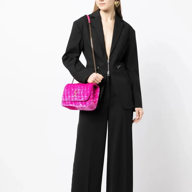 VERSACE Virtus Velvet With Calfskin Crossbody Bag Shoulder Bag Women's Pink-4