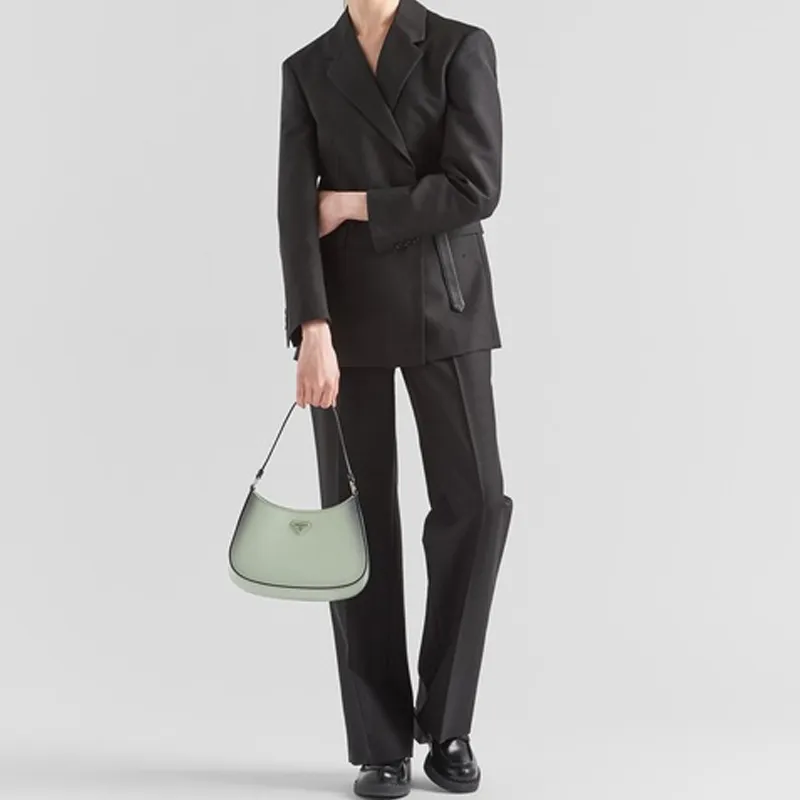 PRADA Cleo Leather Hobo Bag Handbag Shoulder Bag Women's Gradient Green-4