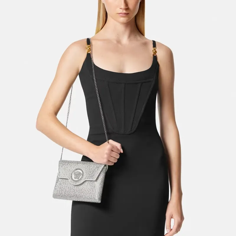 FANSIZHE La Medusa Leather One Shoulder Crossbody Clutch Women's White-4