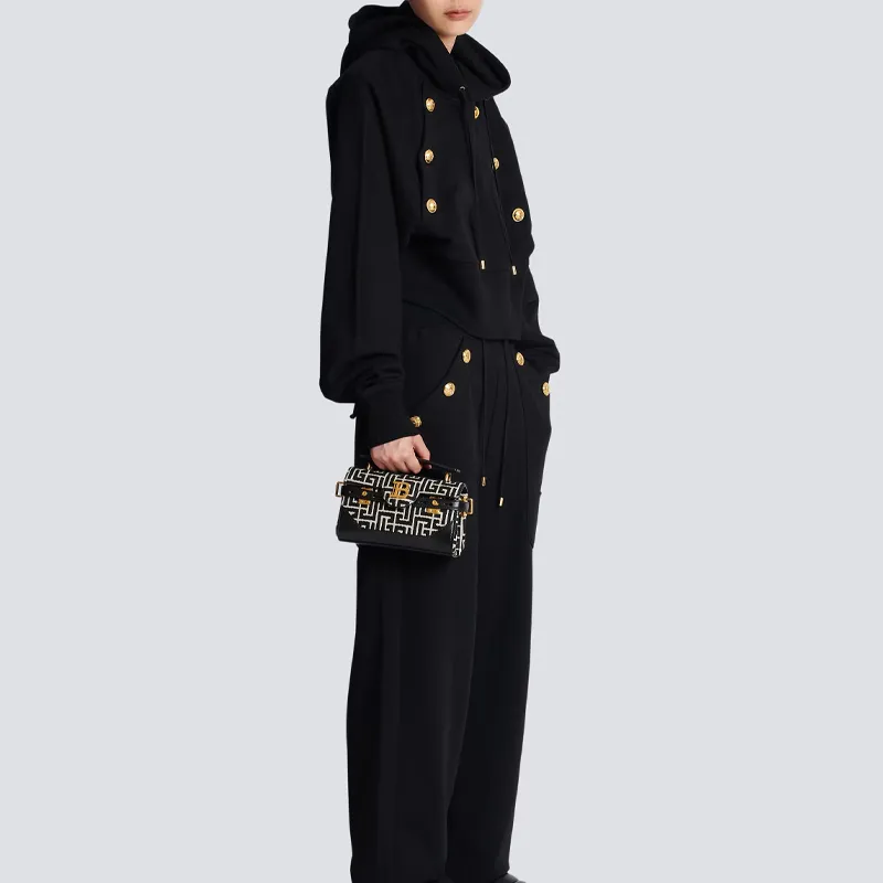 BALMAIN B BUZZ Cow Leather Handbag, Shoulder Bag, Crossbody Bag Women's Black-4