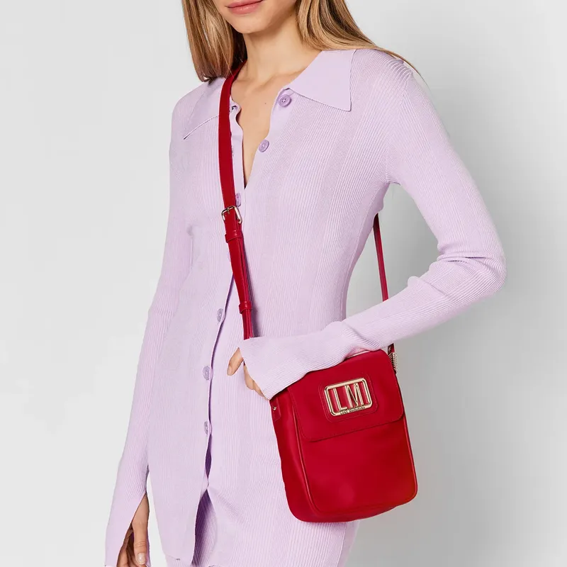 LOVE MOSCHINO Fabric Shoulder Bag, Crossbody Bag Women's Red-4
