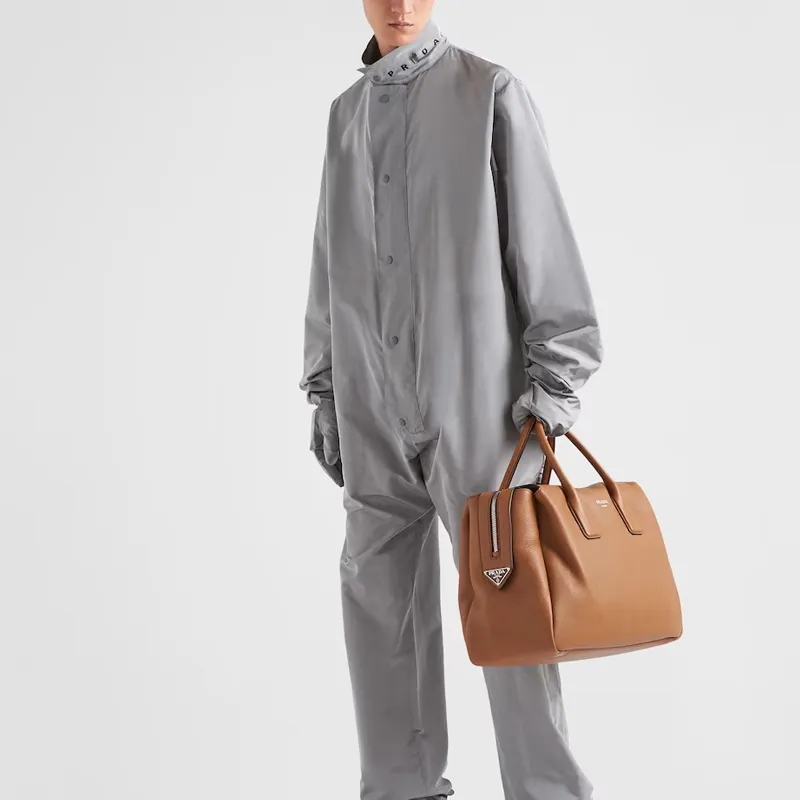 PRADA Leather Portable Travel Bag Men's Caramel-3