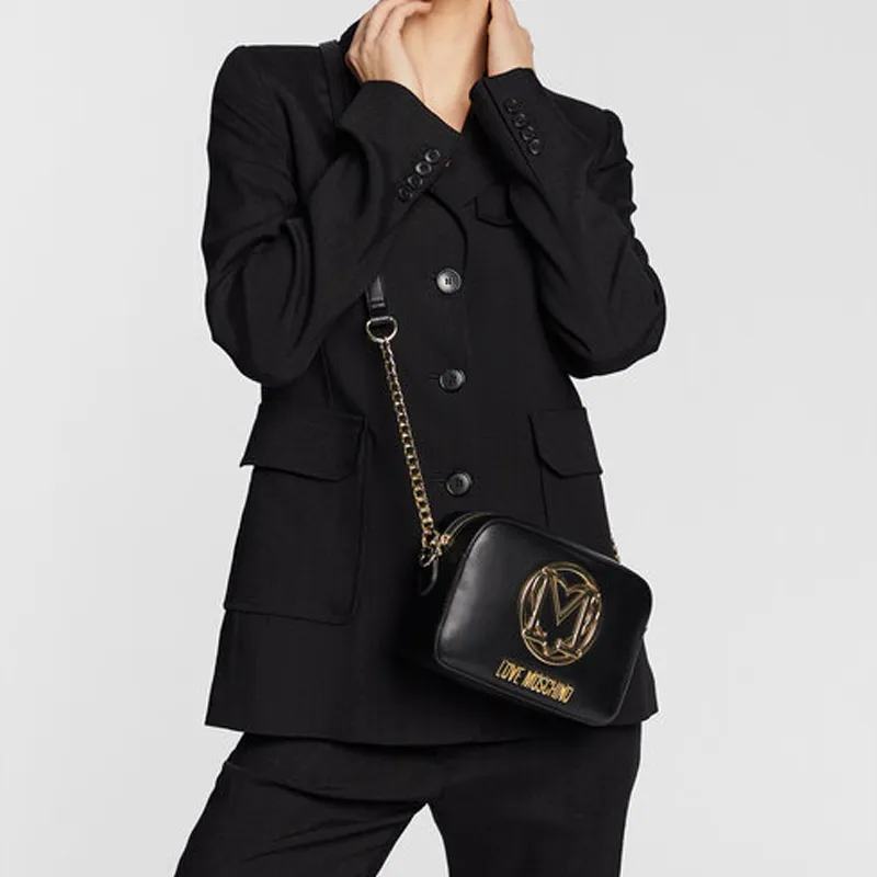 LOVE MOSCHINO PU Camera Bag Shoulder Bag Crossbody Bag Small Size Women's Black-3