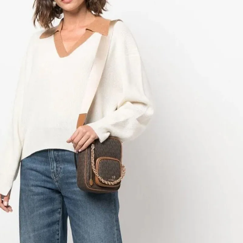 MICHAEL KORS Polyurethane Shoulder Bag Crossbody Bag Small Size Women's Brown-3
