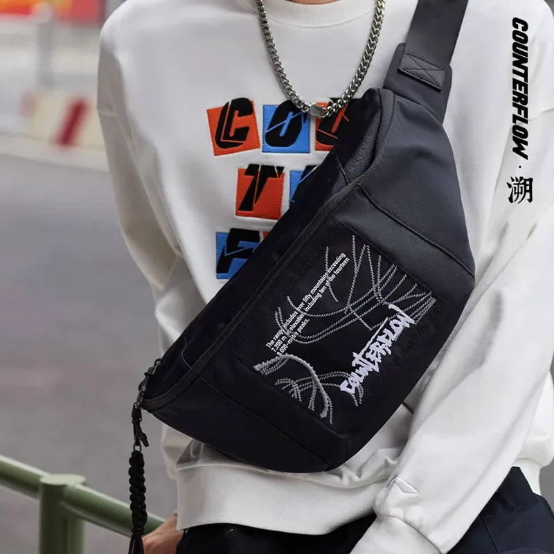 LiNing Polyester One Shoulder Crossbody Fanny Pack Regular Unisex Black-3