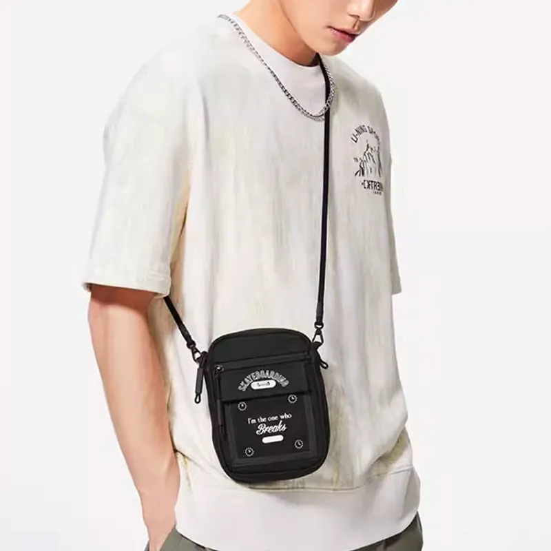 LiNing Skateboard Cotton Shoulder Bag Crossbody Bag Regular Unisex Black-3