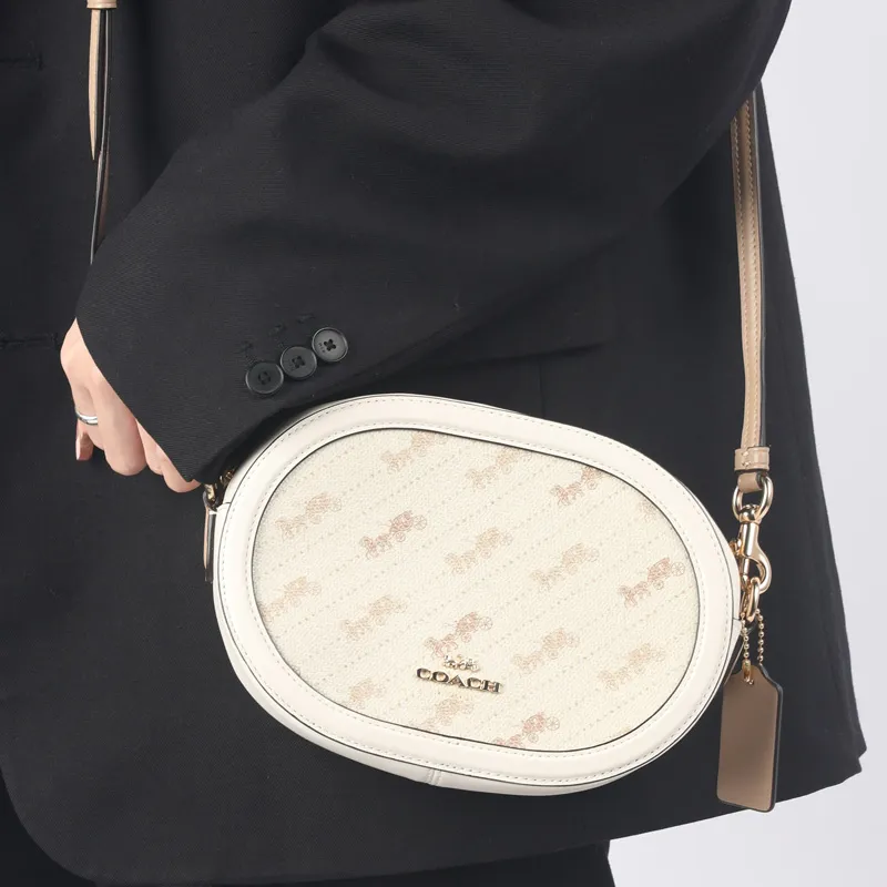 COACH Coated Canvas With Leather Camera Bag, Shoulder Bag, Crossbody Bag Trumpets Women's Ecru-6