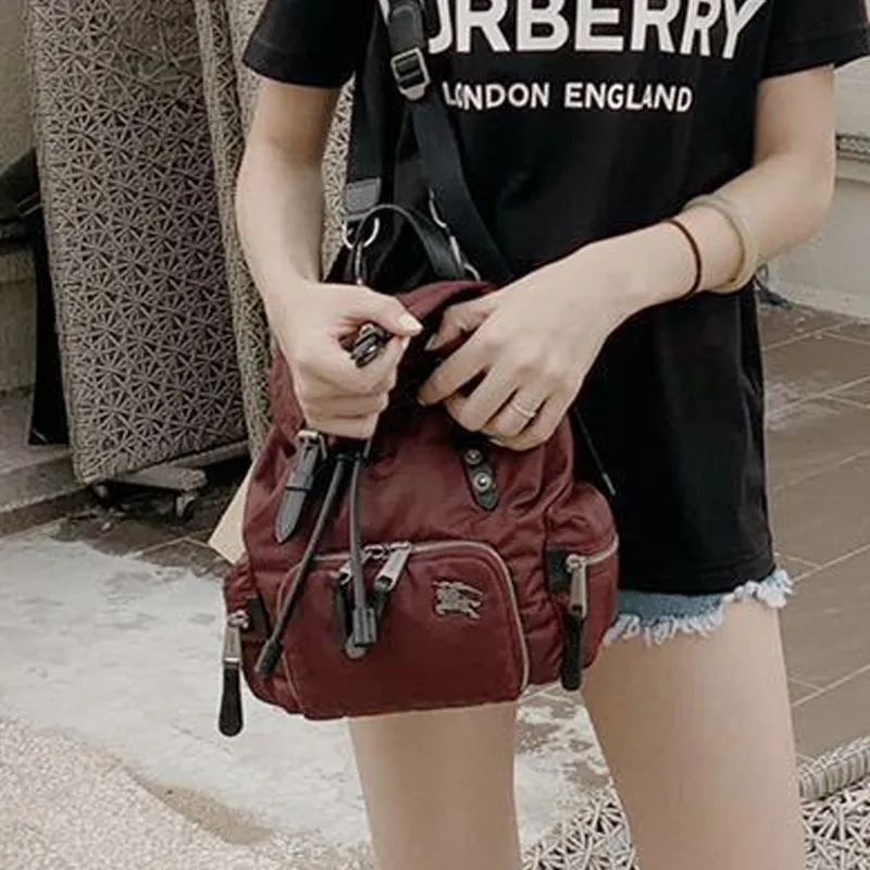 Burberry Canvas Backpack Women's Burgundy-3