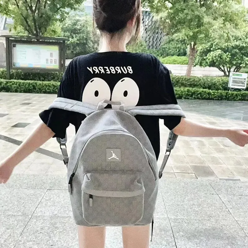 Jordan Polyester Backpack Medium Size Unisex Gray-4