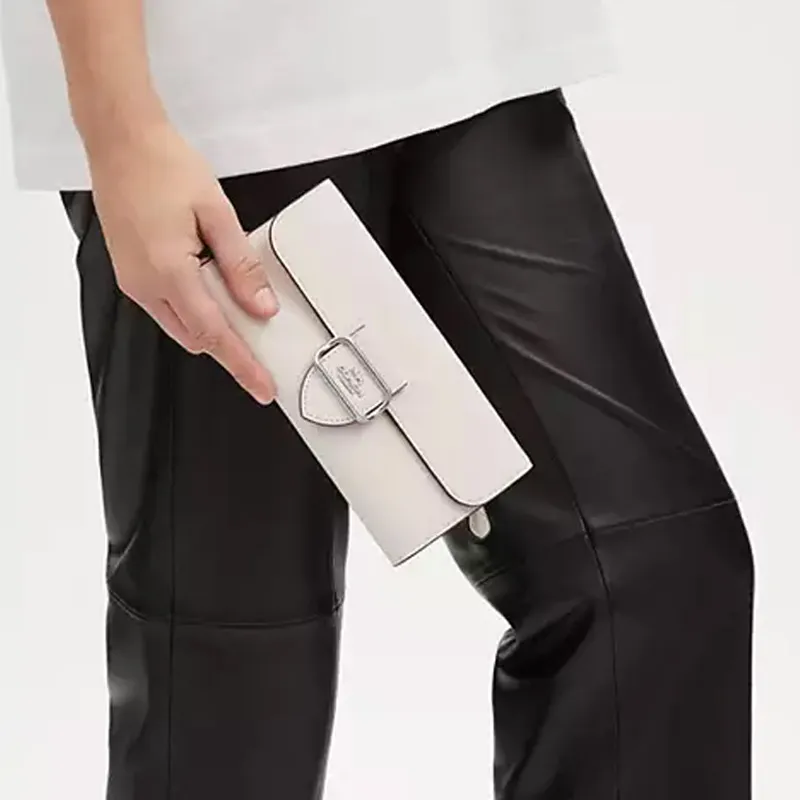 COACH Leather Wallet Women's White-3