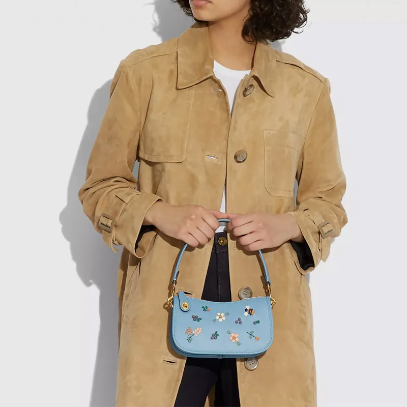 COACH Leather Shoulder Bag Mahjong One Shoulder Handbag Women's Ice Blue-5