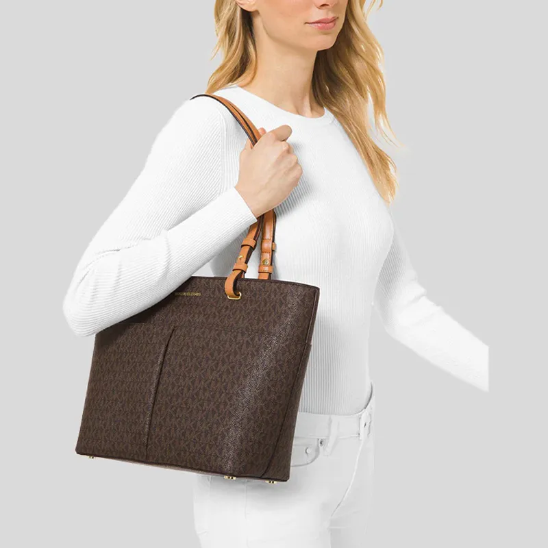MICHAEL KORS Jet Set Canvas With Canvas Bag, Tote Bag, Shopping Bag, Shoulder Bag, Handbag Medium Size Women's Brown-5