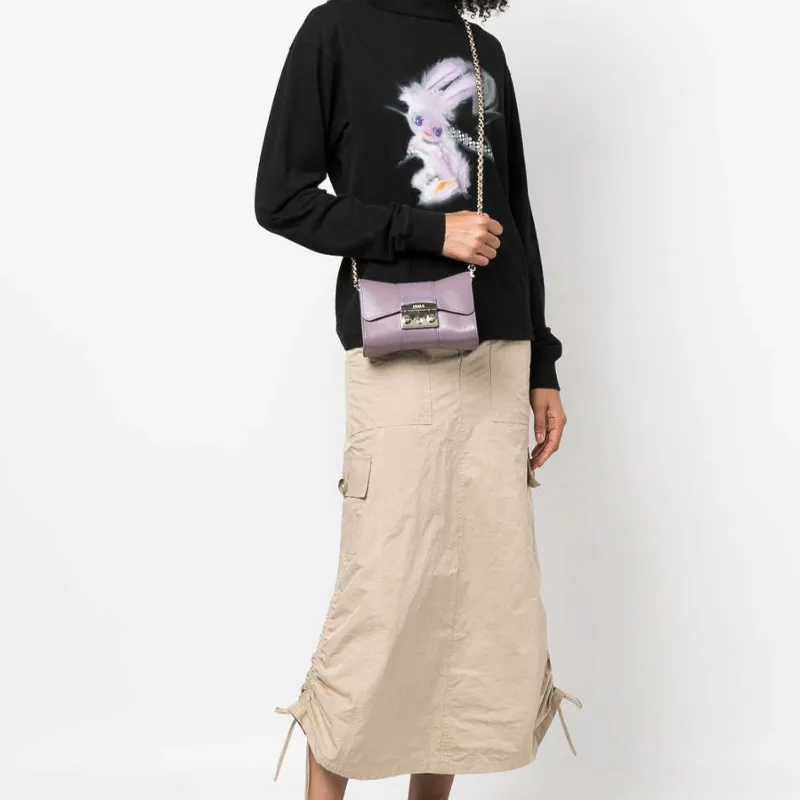 Furla Metropolis Collection Smooth Leather Shoulder Bag Crossbody Bag Mini Women's Halo Purple-5