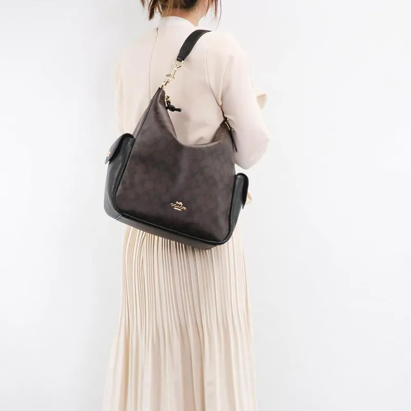 COACH Pennie Leather Bucket Bag Handbag Shoulder Bag Women's Dark Brown-4