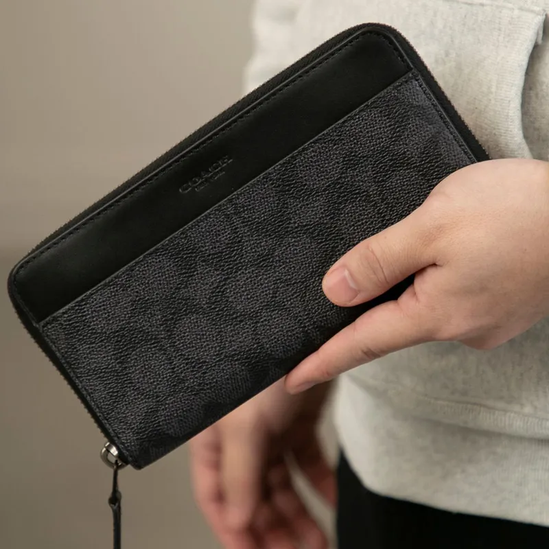 COACH Canvas With Leather Trunk Bag Wallet Men's Charcoal Black-5