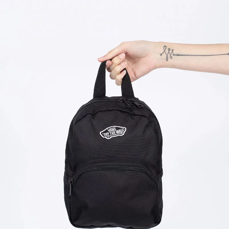 Vans Nylon Fabric Backpack Small Size Unisex Black-3