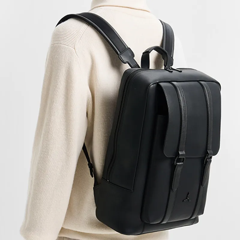 LI NING 1990 Artificial Leather Backpack Regular Men's Black-3