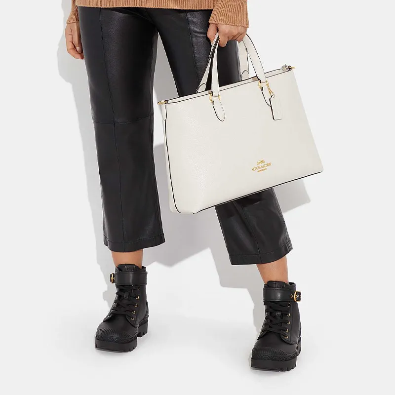 COACH Cow Leather Handbag, Shoulder Bag, Crossbody Bag Tubas Women's Chalk White-5