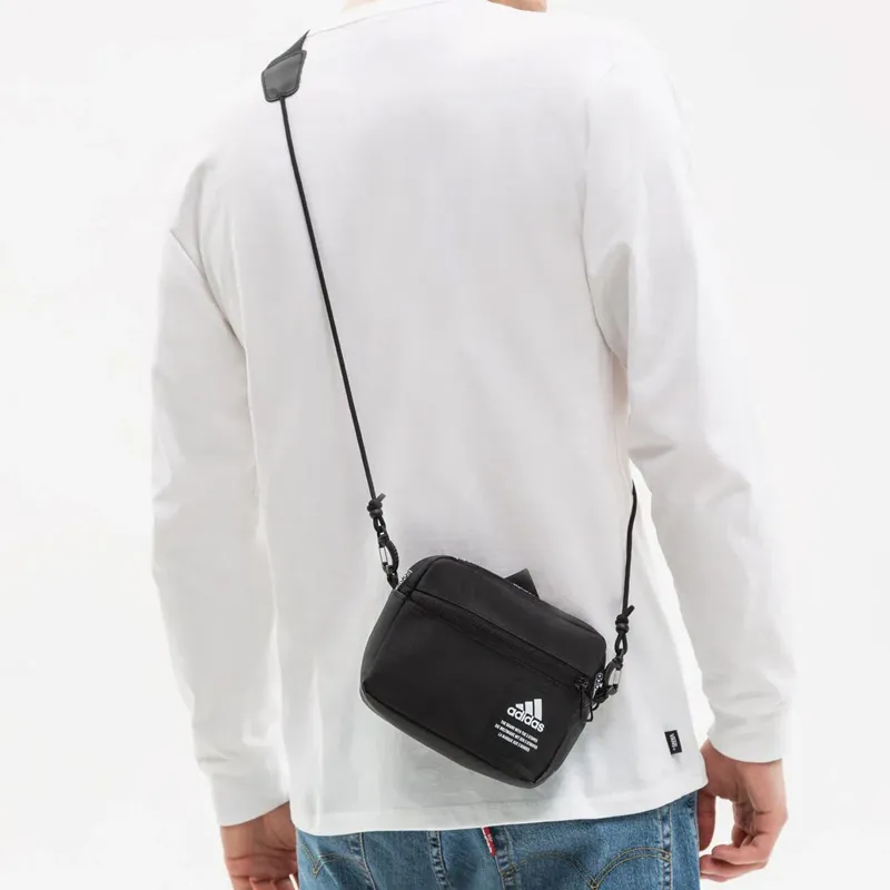 Adidas Nylon Fabric Handbag Shoulder Bag Crossbody Bag Regular Unisex Black-5