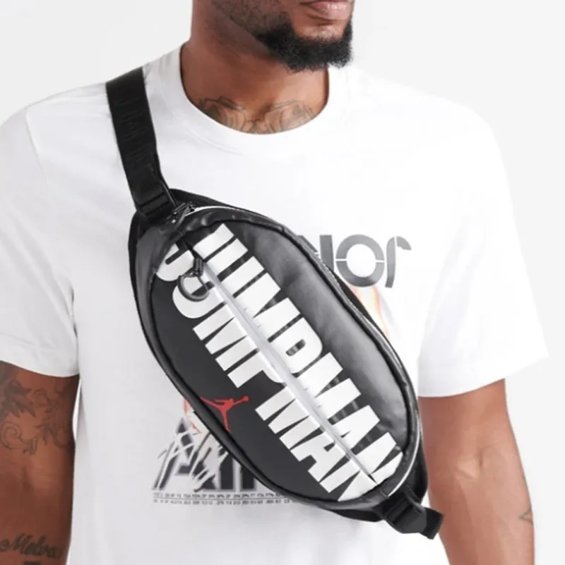 Jordan PU Crossbody Bag Sling Bag Fanny Pack Unisex Black-5