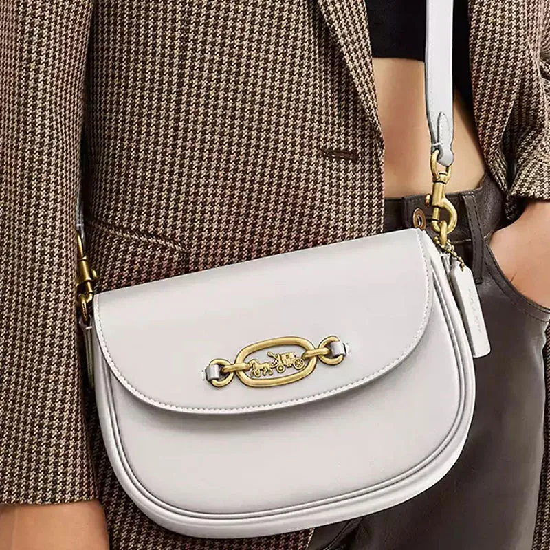 COACH Harley Glove Leather Saddle Bag, Shoulder Bag Women's White-4