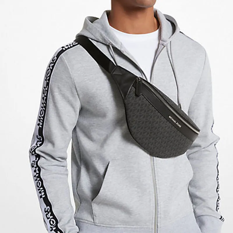 MICHAEL KORS Artificial Leather Fabric Sling Bag, Fanny Pack Regular Men's Black-4