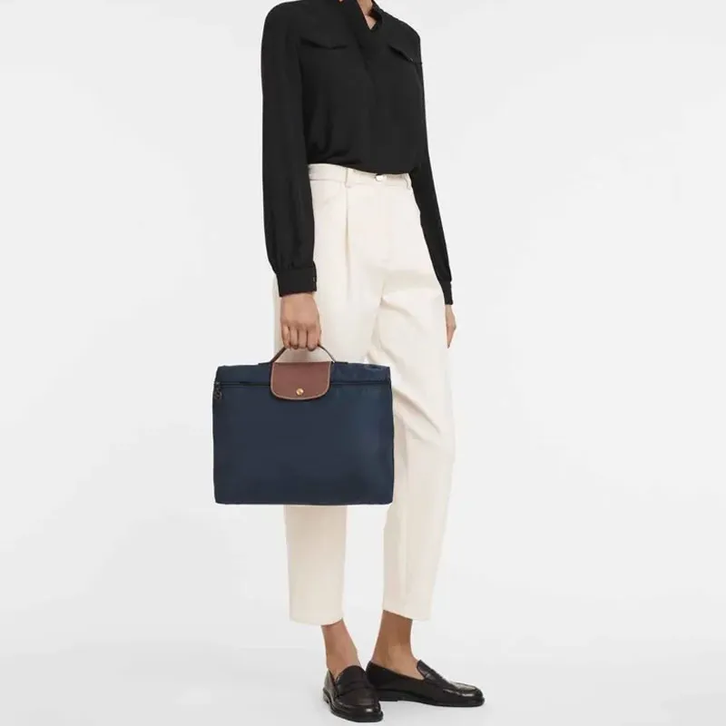 LONGCHAMP Le Pliage Recycled Canvas With Leather Trim Canvas Bag, Handbag, Briefcase Trumpets Men's Navy Blue-5