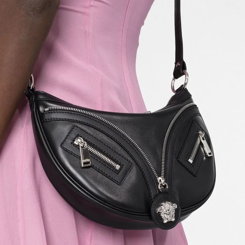 FANSIZHE Cow Leather Crossbody Bag Shoulder Bag Women's Black-4