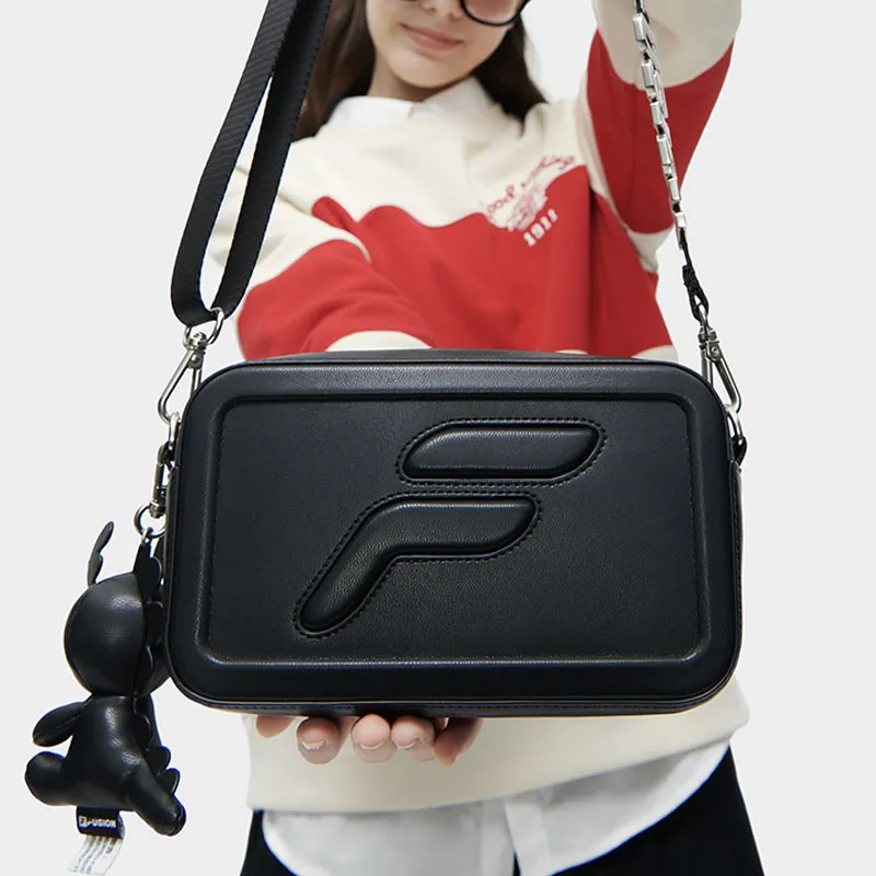FILA FUSION Polyurethane Shoulder Bag Crossbody Bag Extra Small Unisex Pitch Black-4