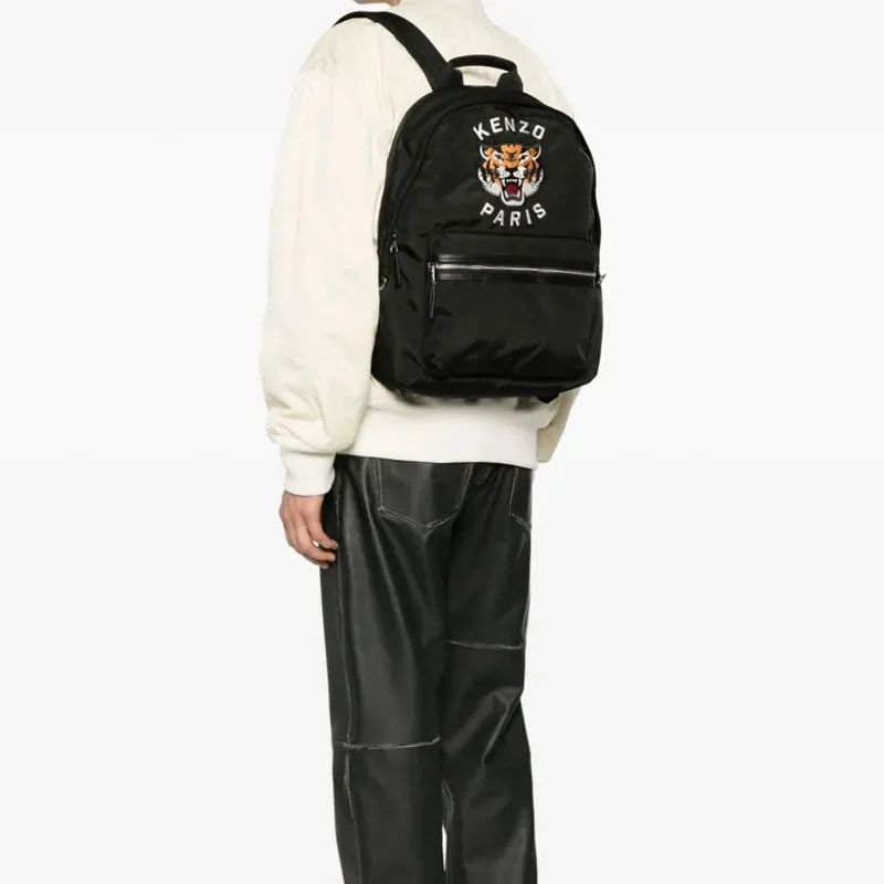 KENZO Logo Embroidered Zip Up Backpack-4