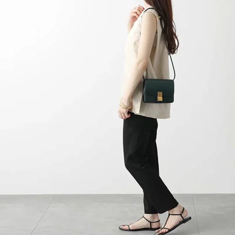CELINE Classic Bo Polished Cow Leather Tofu Bag Block Crossbody Bag Shoulder Bag Women's Amazon Green/Dark Green-3
