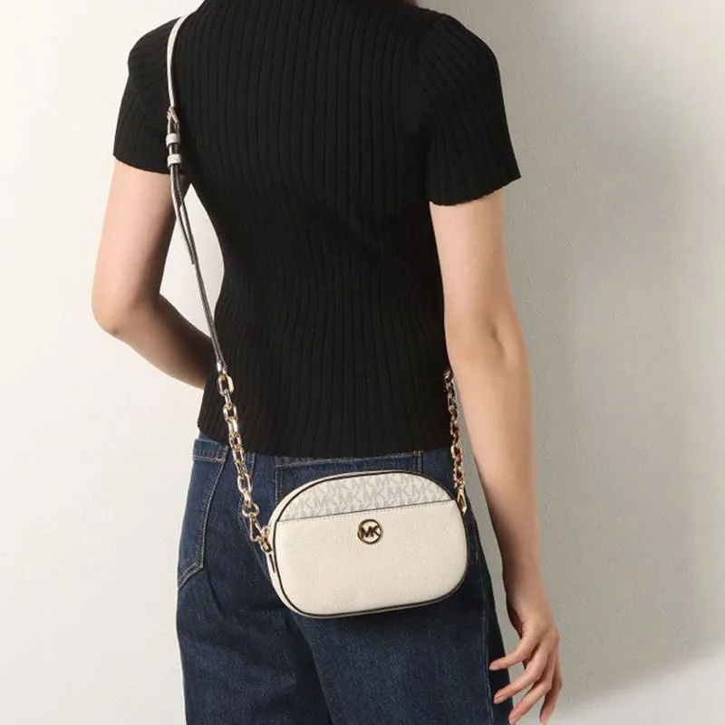 MICHAEL KORS Jet Set Leather Shoulder Bag, Crossbody Bag Trumpets Women's Cream White-5