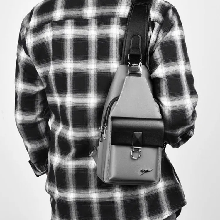 Dusen Kangaroo Oxford Sling Bag Regular Unisex Black/Silver Gray/Sapphire Blue/Camouflage Black-3