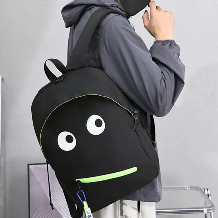 Dusen Kangaroo Waterproof Fabric Backpack Regular Unisex Black-13