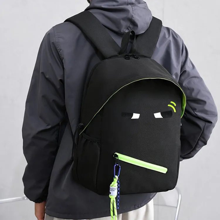 Dusen Kangaroo Waterproof Fabric Backpack Regular Unisex Black-4