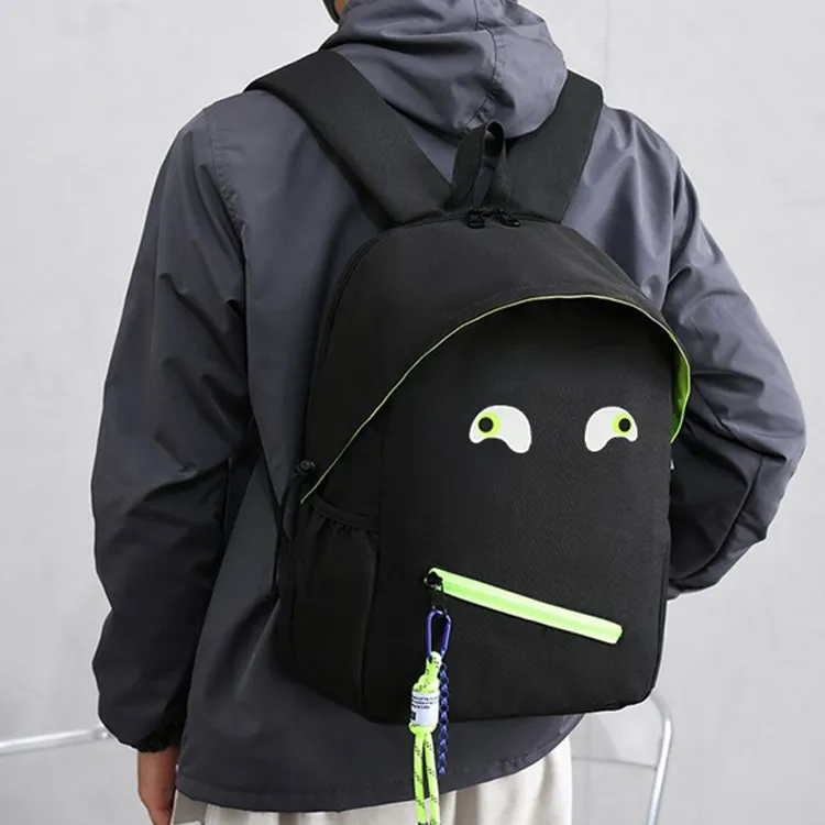 Dusen Kangaroo Waterproof Fabric Backpack Regular Unisex Black-7