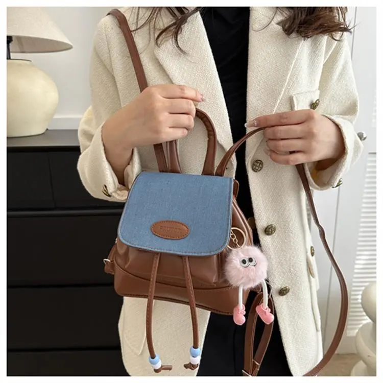 Dusen Kangaroo PU Handbag, Shoulder Bag, Backpack Regular Women's Black/Silver/Pink/Brown-12