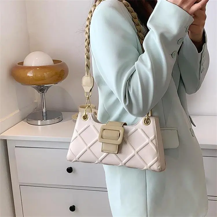 Duoluplo Doron Paul Pu Shoulder Bag Baguette Bag Shoulder Bag Regular Women's White/Khaki/Green/Black/Brown-5
