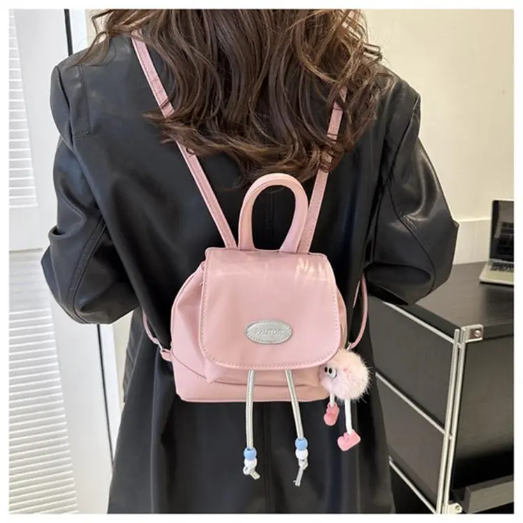 Dusen Kangaroo PU Handbag, Shoulder Bag, Backpack Regular Women's Black/Silver/Pink/Brown-23