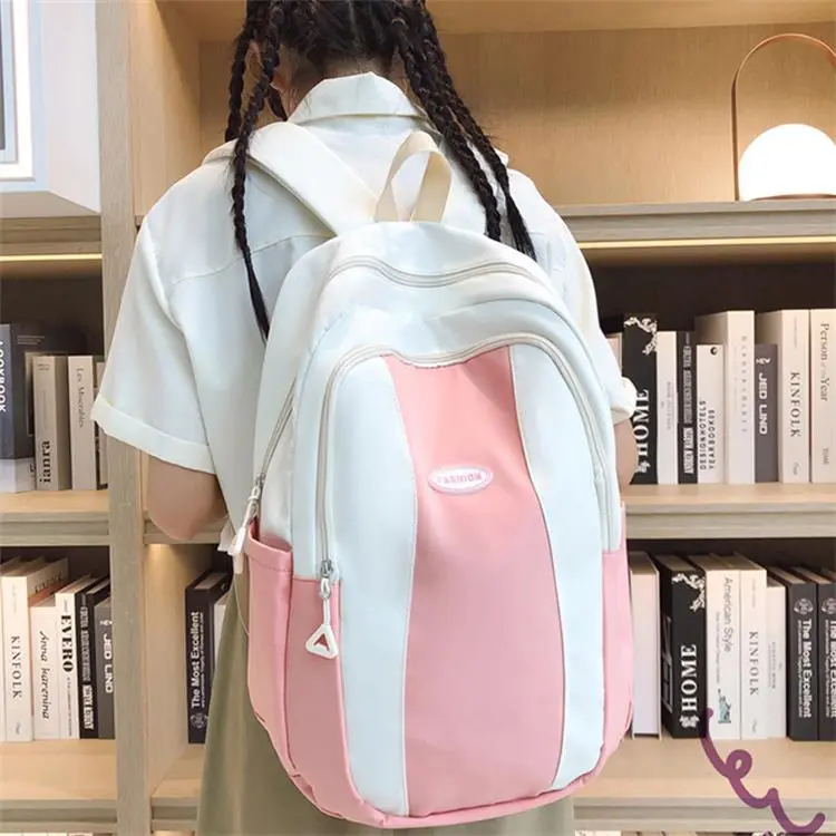 Techson Nylon Backpack Regular Unisex Black/Pink/Burgundy/Khaki-4